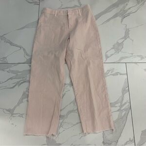 Frank & Eileen Kinsale Pants 4 Pink Straight Leg Crop Fray Raw Hem Flax Strech